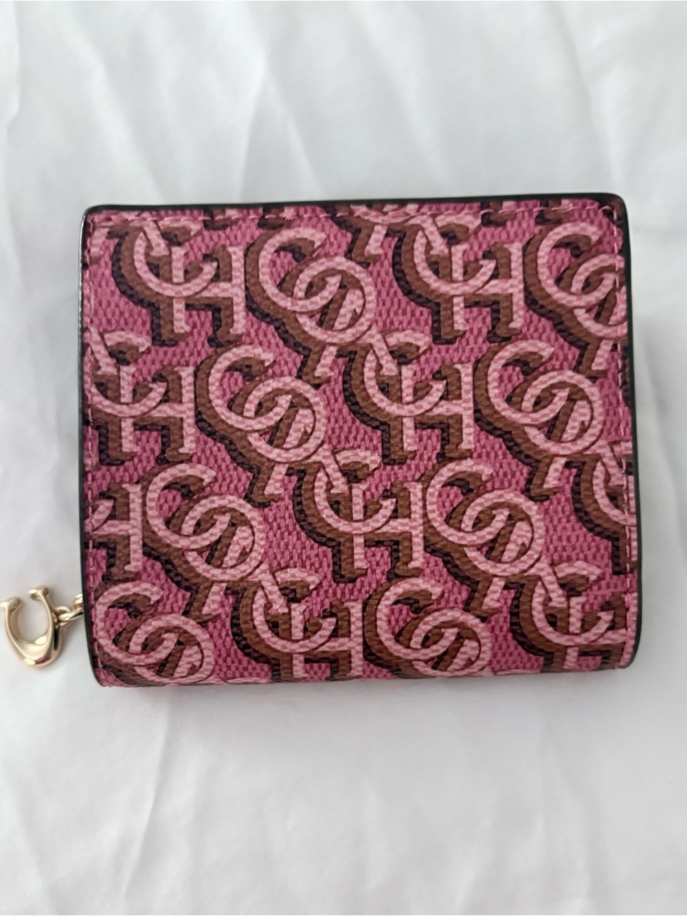 Coach Monogram Print Snap Wallet Rouge Pink CF522 - LNC
